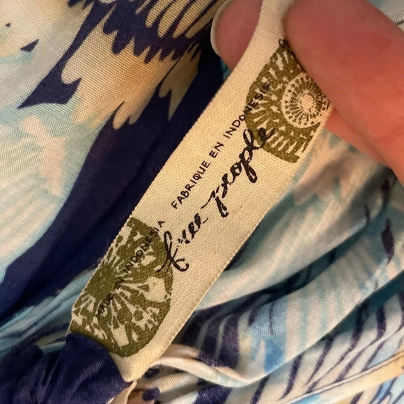 Free People Dress Womens XS Blue Tropical Boho Vacation Y2K Beachy Costal Mini - Picture 12 of 14